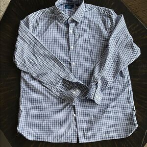 Men's Blue Checkered Shirt Fairlane XL non iron relaxed fit